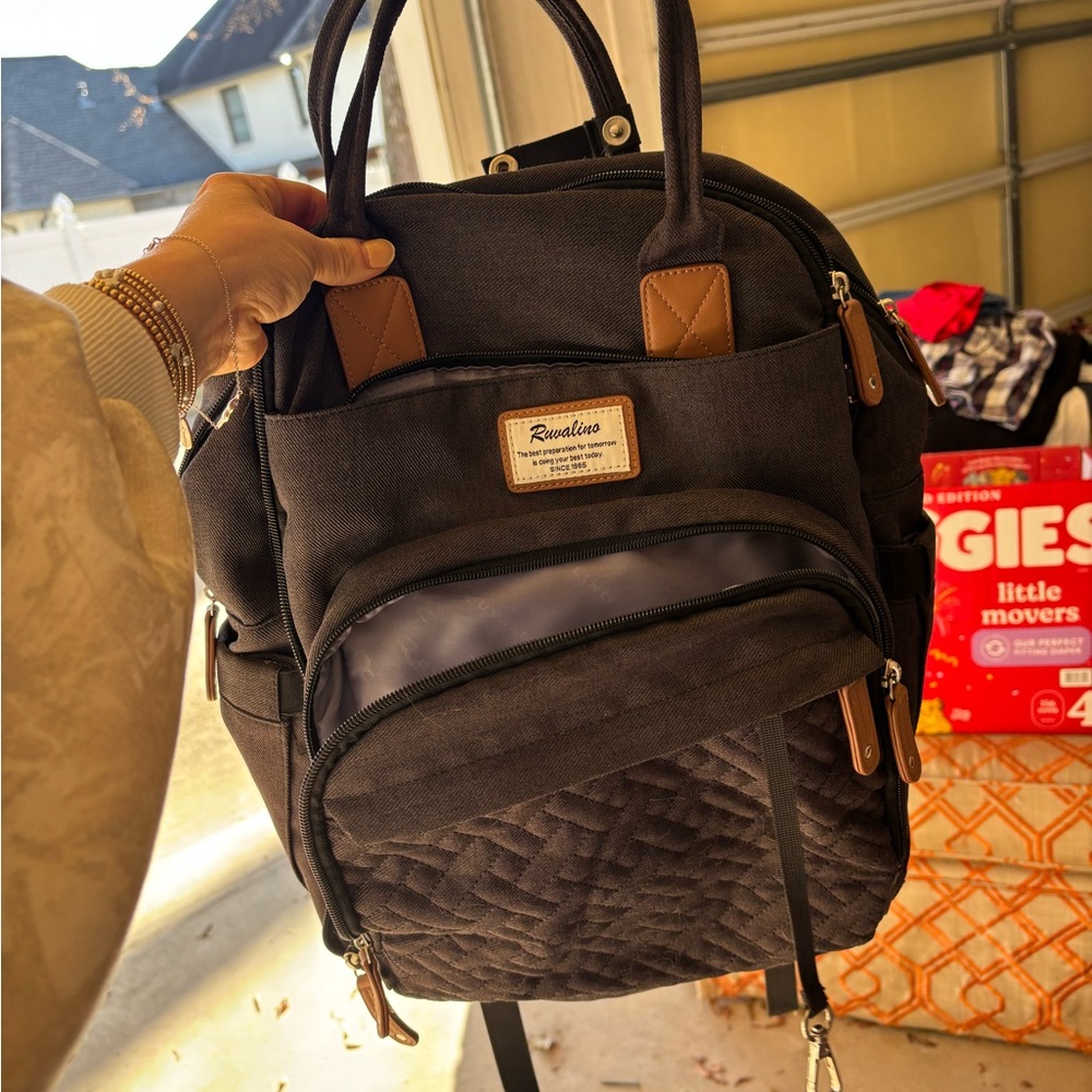 Grey and Brown diaper bag